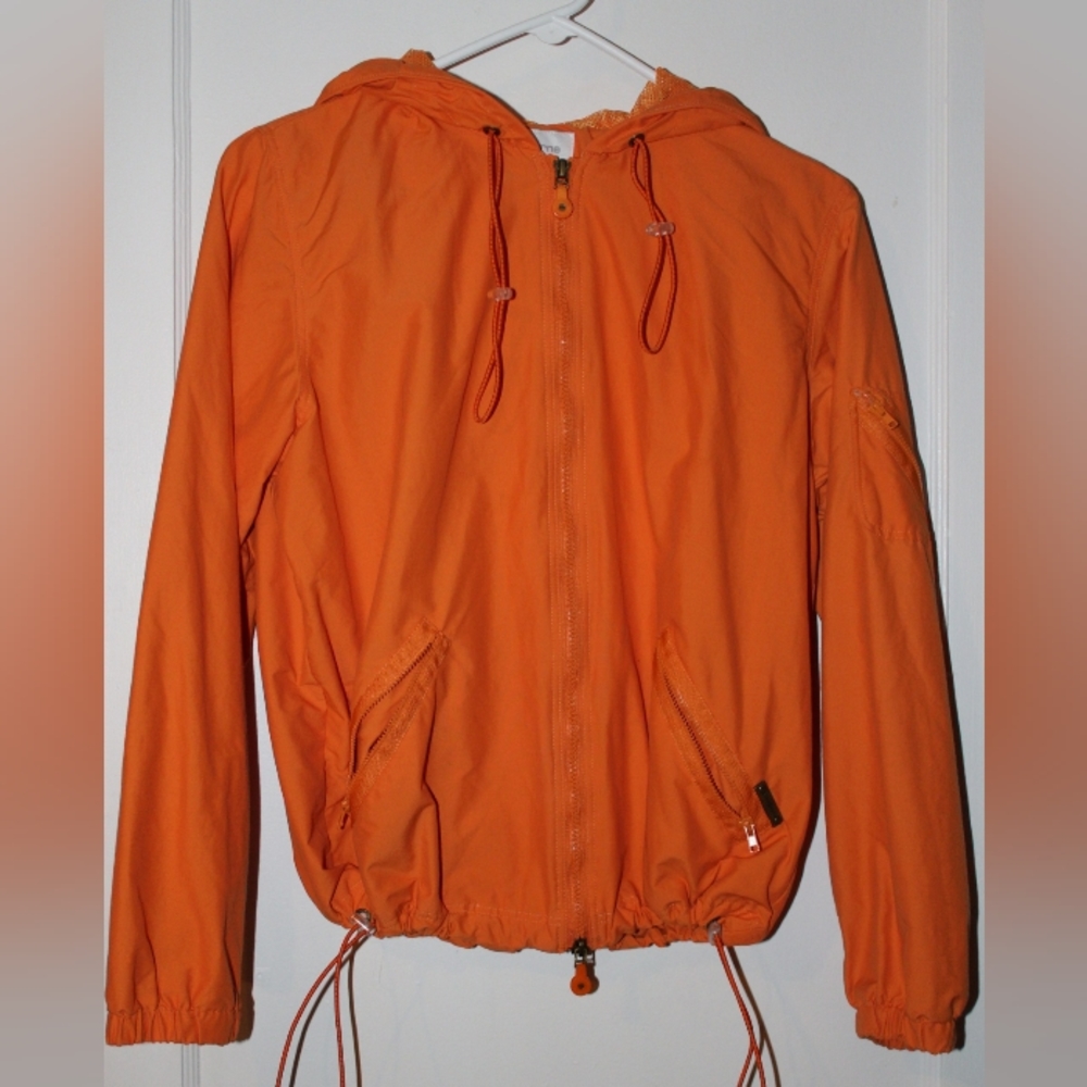 Vintage Liz Claiborne Orange Windbreaker Rain Jacket Zip Up Women's M